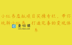 小红书虚拟项目实操专栏,带你玩转小红书,打造完善的变现体系