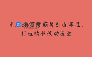 老派Seo百度霸屏引流课程，打造精准被动流量