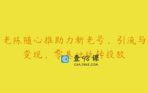 老陈随心推助力新老号,引流与变现,零基础玩转投放
