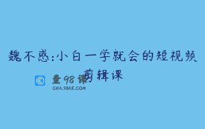 魏不惑:小白一学就会的短视频剪辑课
