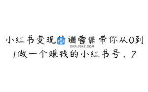 小红书变现特训营，带你从0到1做一个赚钱的小红书号，2