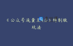 《公众号流量主4.0》特别版玩法