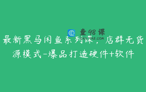最新黑马闲鱼系列课，店群无货源模式-爆品打造硬件+软件