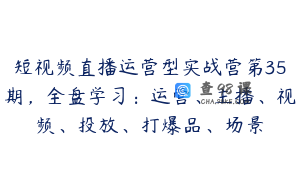 短视频直播运营型实战营第35期，全盘学习：运营、主播、视频、投放、打爆品、场景