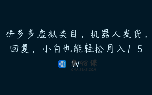 拼多多虚拟类目,机器人发货,回复,小白也能轻松月入1-5W