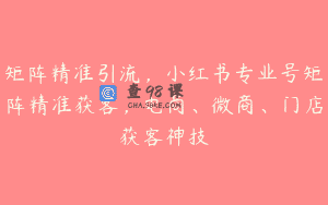 矩阵精准引流，小红书专业号矩阵精准获客，电商、微商、门店获客神技