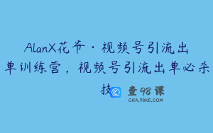 AlanX花爷·视频号引流出单训练营，视频号引流出单必杀技