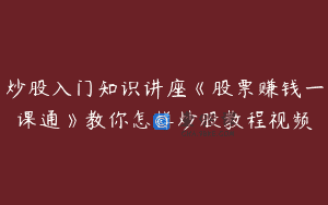炒股入门知识讲座《股票赚钱一课通》教你怎样炒股教程视频