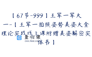 【67节-999】王军一军大一-【王军一拍照姿势美姿大全理论实践线上课附赠美姿解密实体书】