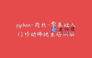 python-肉丝-零基础入门移动端爬虫培训班