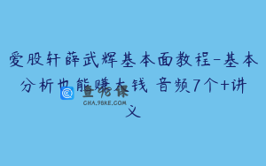 爱股轩薛武辉基本面教程-基本分析也能赚大钱 音频7个+讲义
