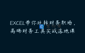 EXCEL带你玩转财务职场，高端财务工具实战落地课