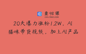 20天爆力涨粉1.2W，AI猫咪带货视频，加上AI产品