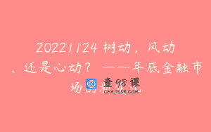 20221124 树动，风动，还是心动？ ——年底金融市场的新变化