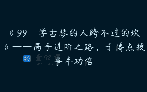 《99_学古琴的人跨不过的坎》——高手进阶之路，子博点拨事半功倍