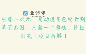 引爆二次元，用动漫角色配音割草宅男圈，只需一个剪映，轻松引流【项目拆解】