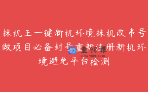抹机王一键新机环境抹机改串号做项目必备封号重新注册新机环境避免平台检测