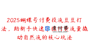2025蝴蝶号付费投流豆豆打法，助新手快速掌握付费流量撬动自然流的核心玩法