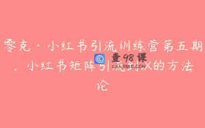 零克·小红书引流训练营第五期，小红书矩阵引流到vX的方法论