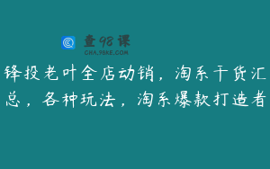 锋投老叶全店动销，淘系干货汇总，各种玩法，淘系爆款打造者