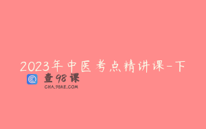 2023年中医考点精讲课-下