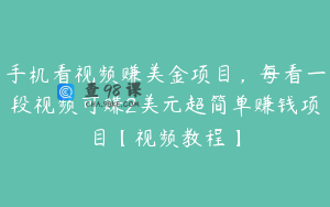 手机看视频赚美金项目，每看一段视频可赚2美元超简单赚钱项目【视频教程】