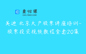 吴迪 北京大户股票讲座培训-股票投资视频教程全套20集