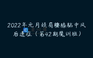 2022年元月颈肩腰膝脑中风后遗症（第42期魔训班）