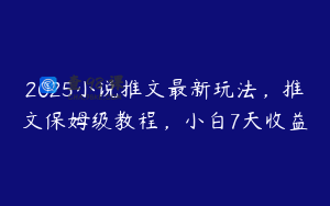 2025小说推文最新玩法，推文保姆级教程，小白7天收益
