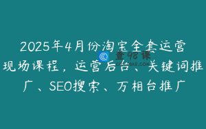 2025年4月份淘宝全套运营现场课程，运营后台、关键词推广、SEO搜索、万相台推广