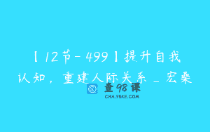 【12节-￥499】提升自我认知，重建人际关系_宏桑