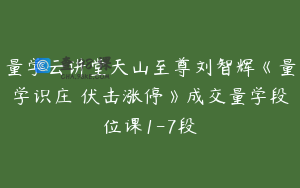 量学云讲堂天山至尊刘智辉《量学识庄・伏击涨停》成交量学段位课1-7段