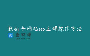 教新手网站seo正确操作方法