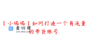 【小瑞瑞】如何打造一个有流量的带货账号