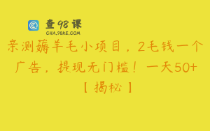 亲测薅羊毛小项目，2毛钱一个广告，提现无门槛！一天50+【揭秘】