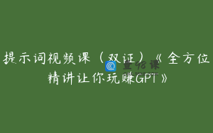 提示词视频课（双证）《全方位精讲让你玩赚GPT》