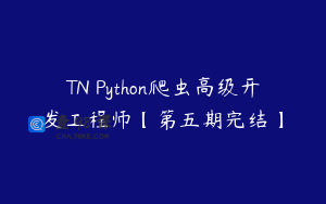 TN Python爬虫高级开发工程师【第五期完结】