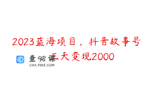 2023蓝海项目，抖音故事号，三天变现2000