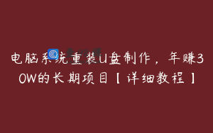 电脑系统重装U盘制作,年赚30W的长期项目【详细教程】