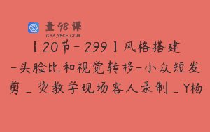 【20节-￥299】风格搭建-头脸比和视觉转移-小众短发剪_烫教学现场客人录制_Y杨