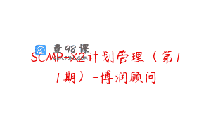 SCMP-X2计划管理（第11期）-博润顾问