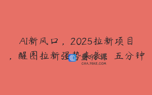 AI新风口，2025拉新项目，醒图拉新强势来袭，五分钟