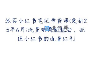张宾小红书笔记带货课(更新25年6月)流量电商新机会，抓住小红书的流量红利