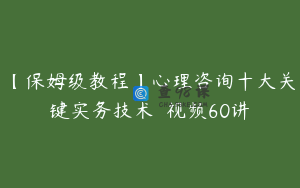 【保姆级教程】心理咨询十大关键实务技术  视频60讲