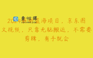 2024最新蓝海项目，京东图文视频，只靠无脑搬运，不需要剪辑，有手就会
