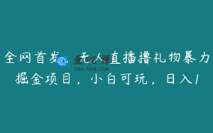 全网首发，无人直播撸礼物暴力掘金项目，小白可玩，日入1