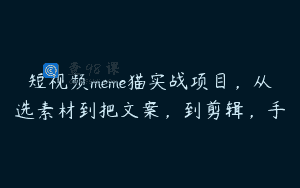 短视频meme猫实战项目，从选素材到把文案，到剪辑，手