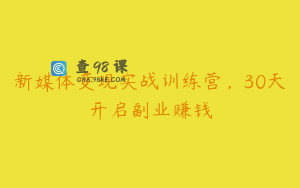 新媒体变现实战训练营，30天开启副业赚钱