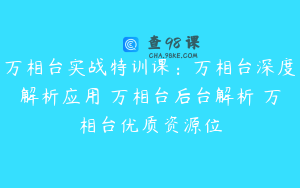 万相台实战特训课:万相台深度解析应用✔万相台后台解析✔万相台优质资源位