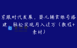 紧跟时代发展，婴儿辅食账号搭建，轻松实现月入过万（教程+素材）